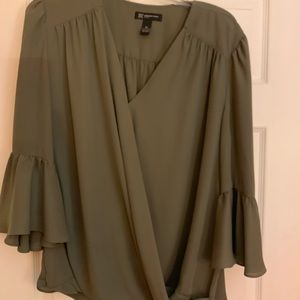 INC Olive bell sleeve top